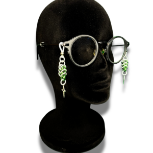 Green and Silver Anodized Aluminum Glasses Charms