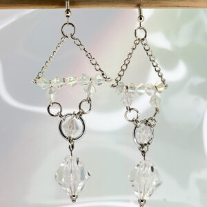 Crystal Gem Hanging Chainmail Earrings