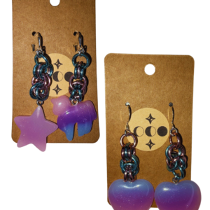 Pastel Chainmaille & Resin Charm Earrings